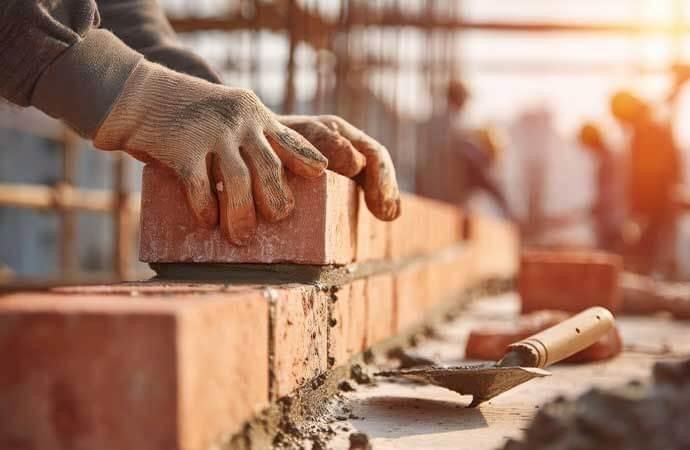 Travaux de maçonnerie — pose de briques sur un chantier